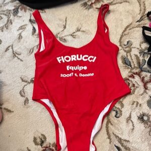 Fiorucci Red One Piece Swimsuit Sporty Retro Design